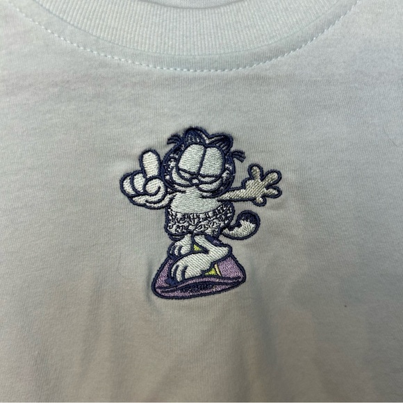 *NWOT* Garfield Surfer Baby Tee in Pastel Blue/Green, Size Small - Picture 2 of 4